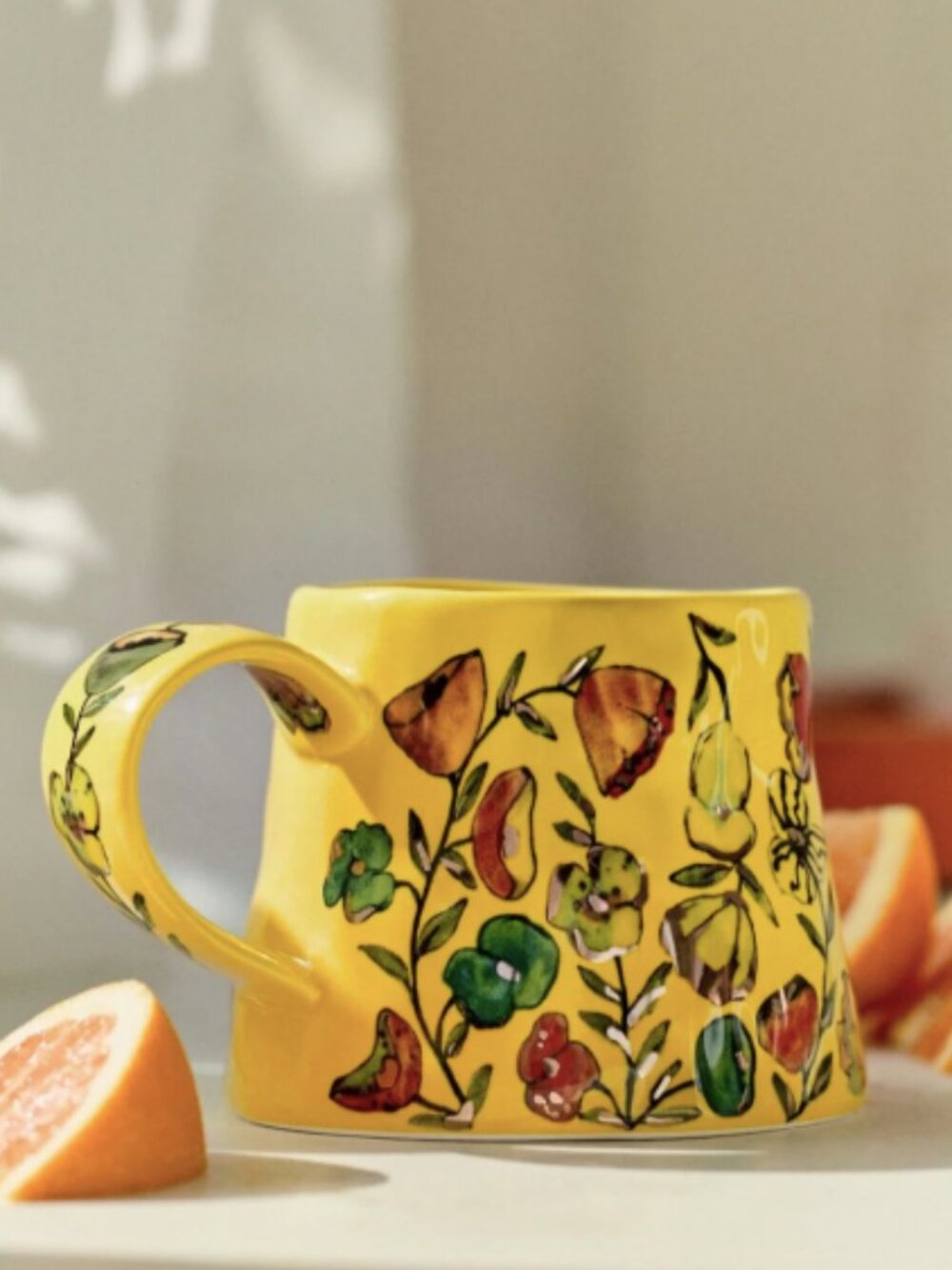 NWT Anthropologie The Mud Fairy Blooming Hearts Stoneware 24k Gold Accent Mug